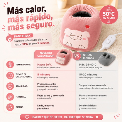 a pantufla de peluche que calienta tus pies al instante, ¡nunca más frío!